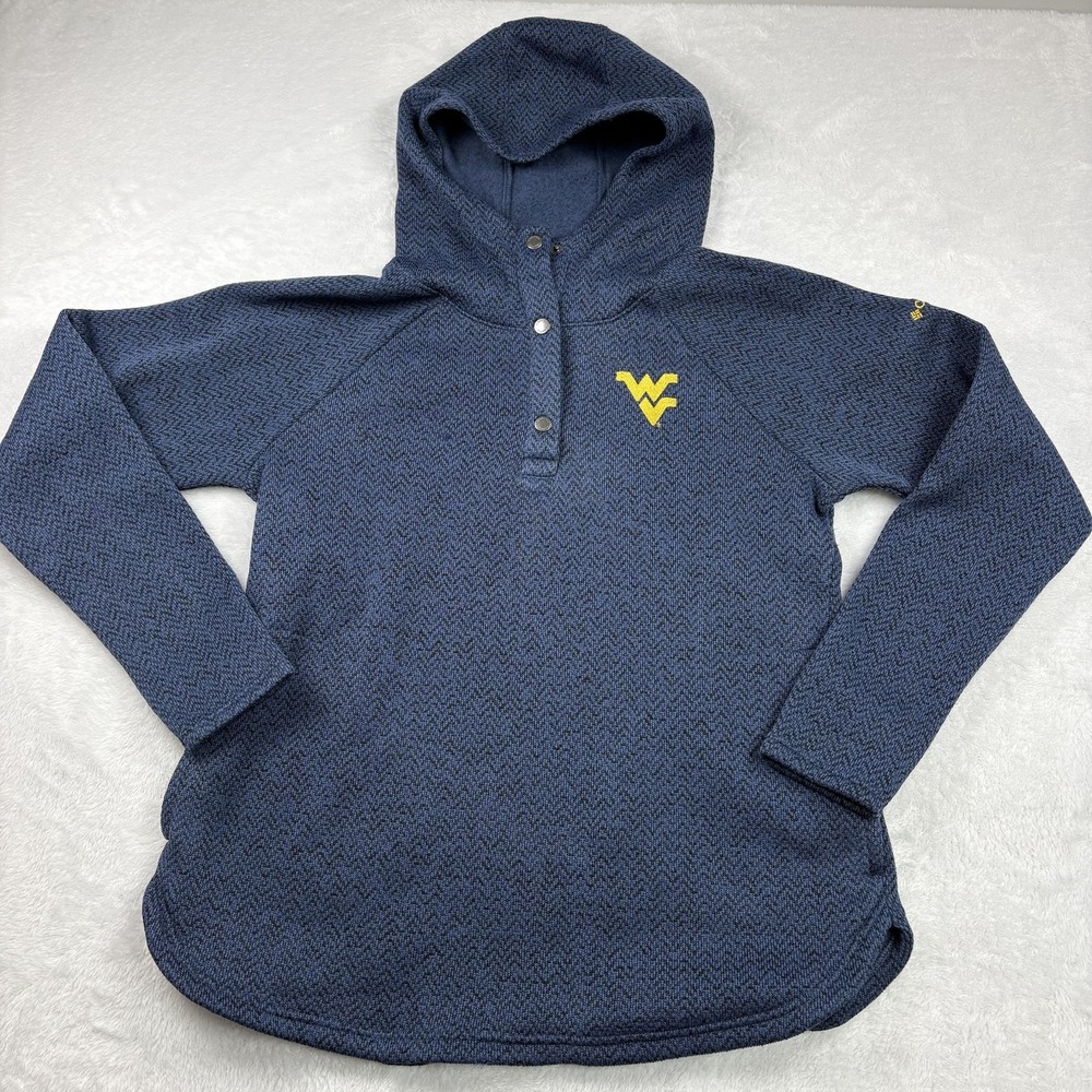 West Virginia Mountaineers Sweatshirt Womens L Blue Football Columbia Hooded